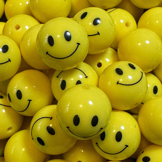 20mm Happy Face Acrylic Beads