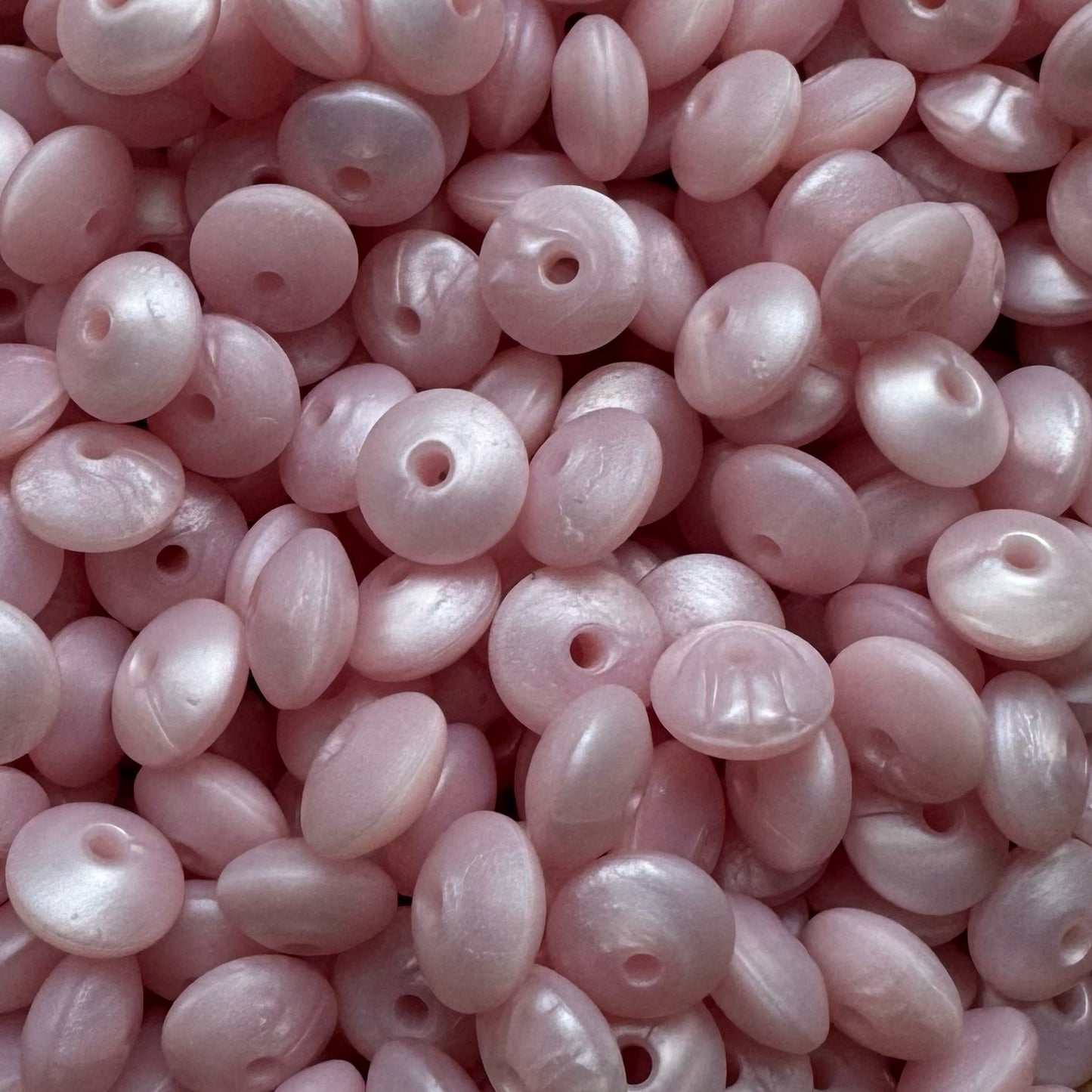 12mm Pearl Pink Silicone Lentil Bead