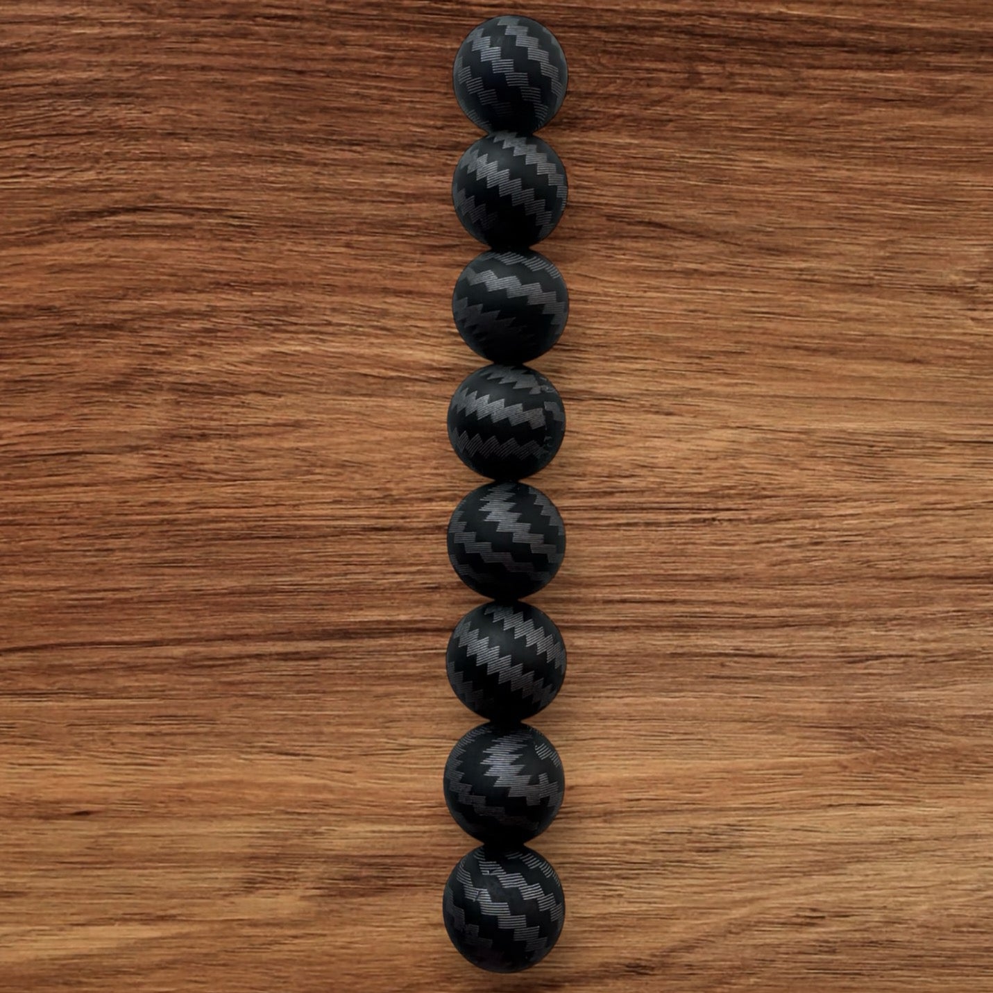 15mm Black & Gray Chevron Silicone Bead
