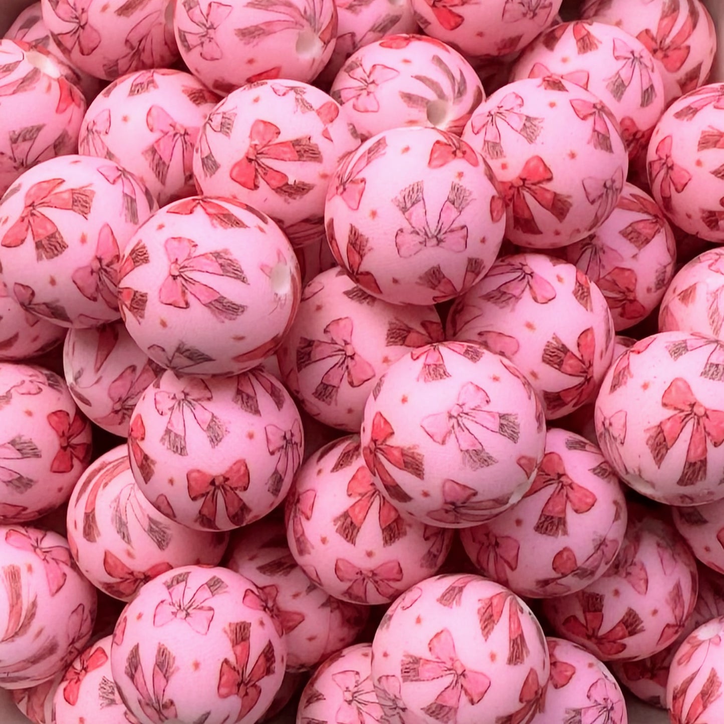 15mm Pink Bow Silicone Bead