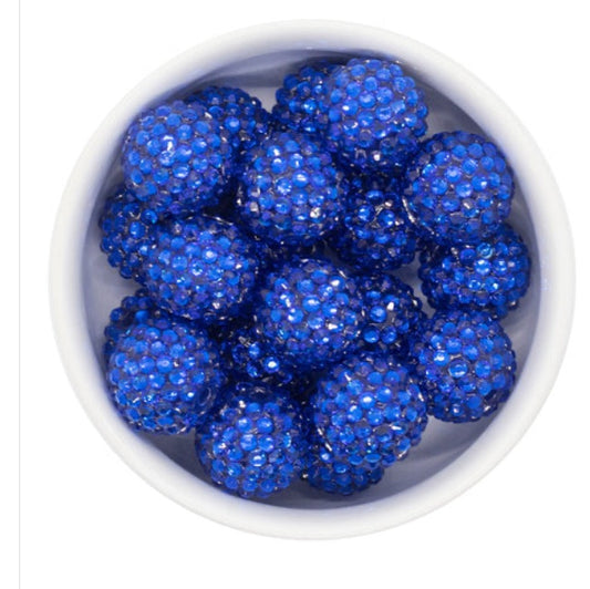 20mm Royal Blue Rhinestone Acrylic Bead