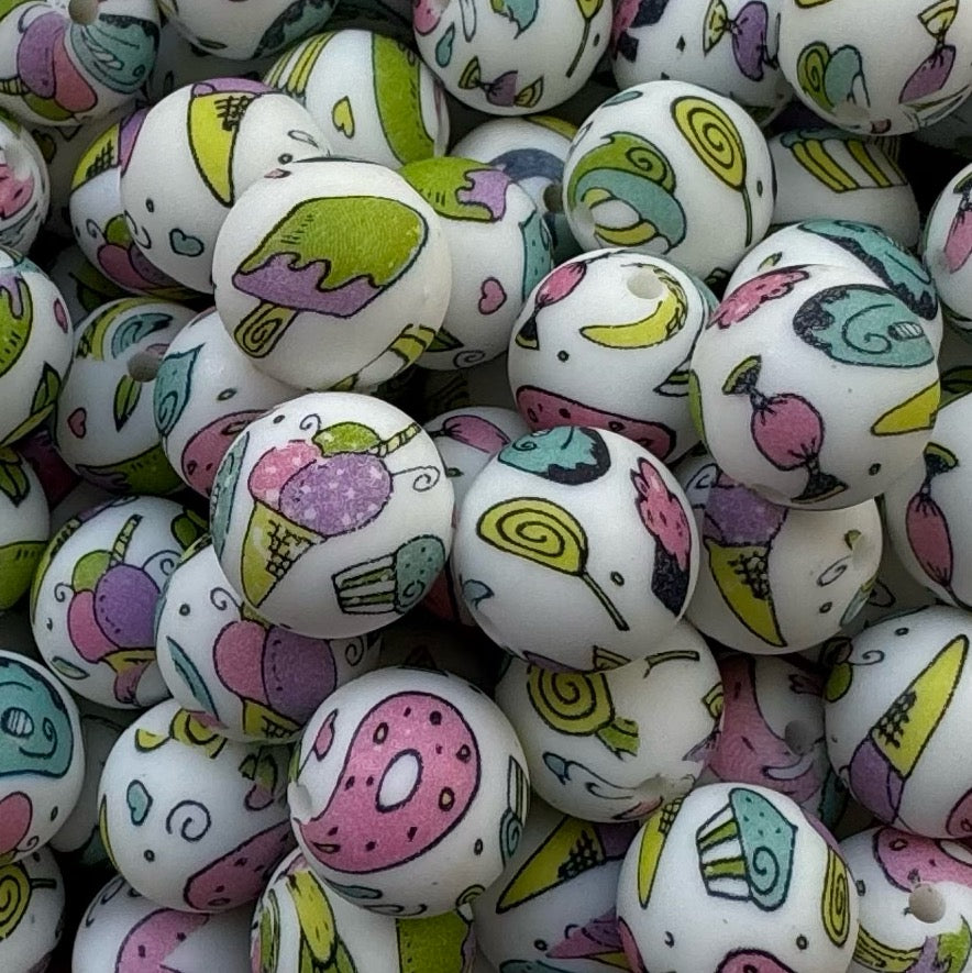 15mm Sweet Treats Silicone Bead