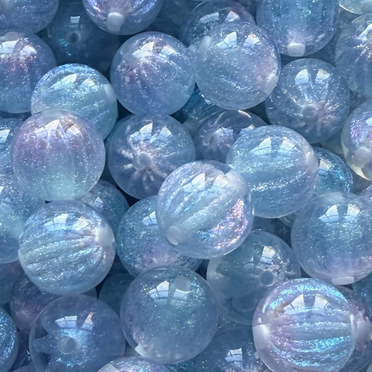 16mm Blue Holographic Acrylic Bead