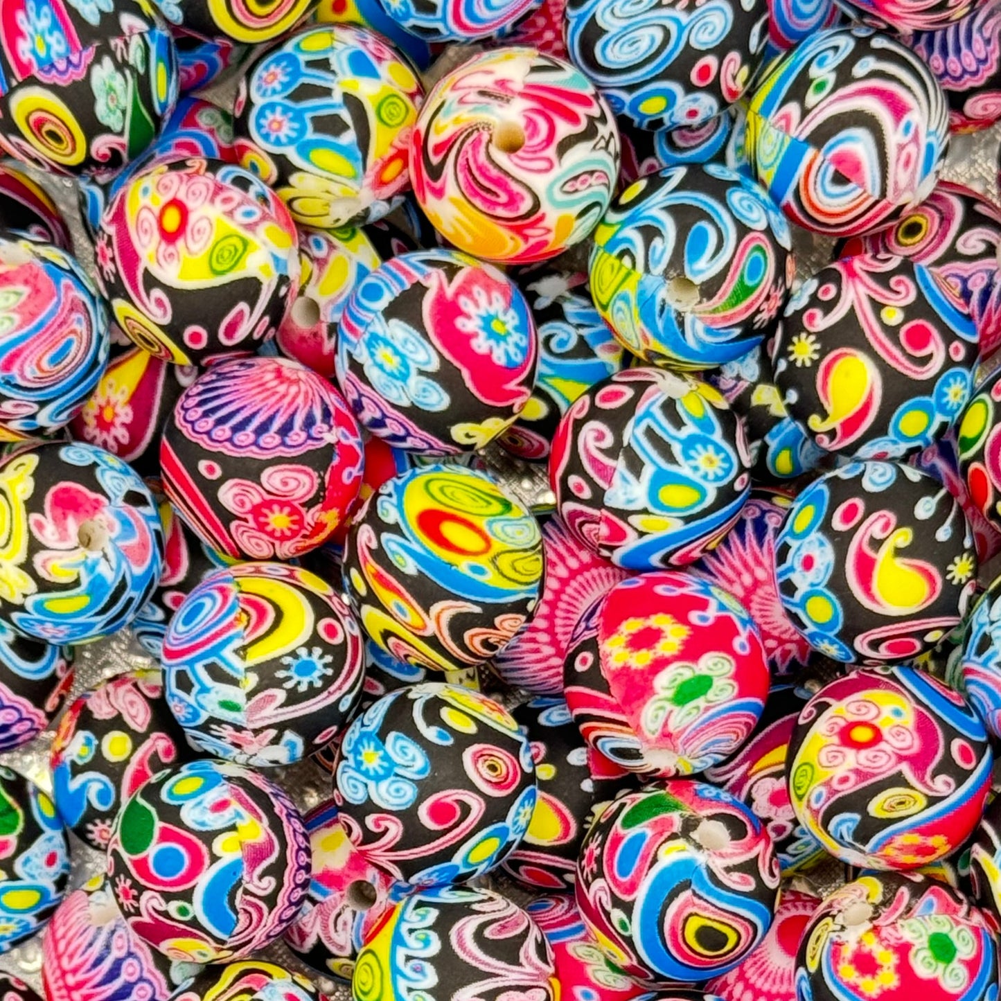 15mm Poppin' Paisley Silicone Bead