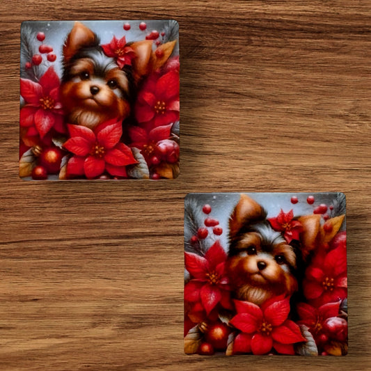 Yorkie With Poinsettia Focal (Custom)