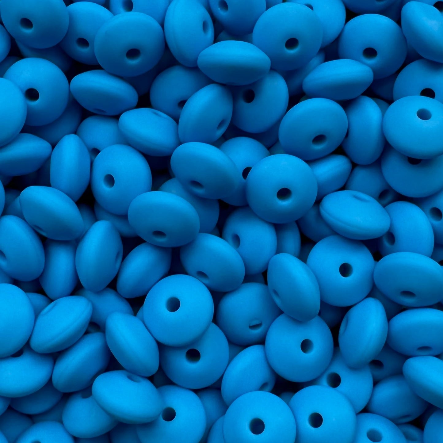 12mm Kelly Blue Silicone Lentil Bead