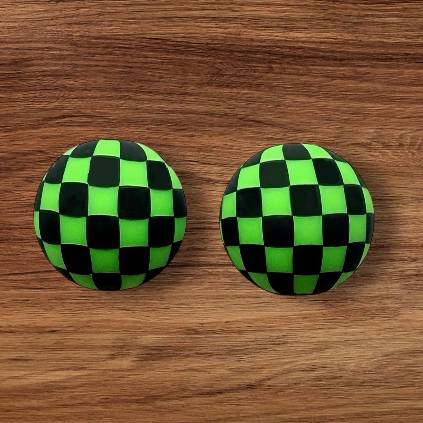 15mm Green Checkered Silicone Bead