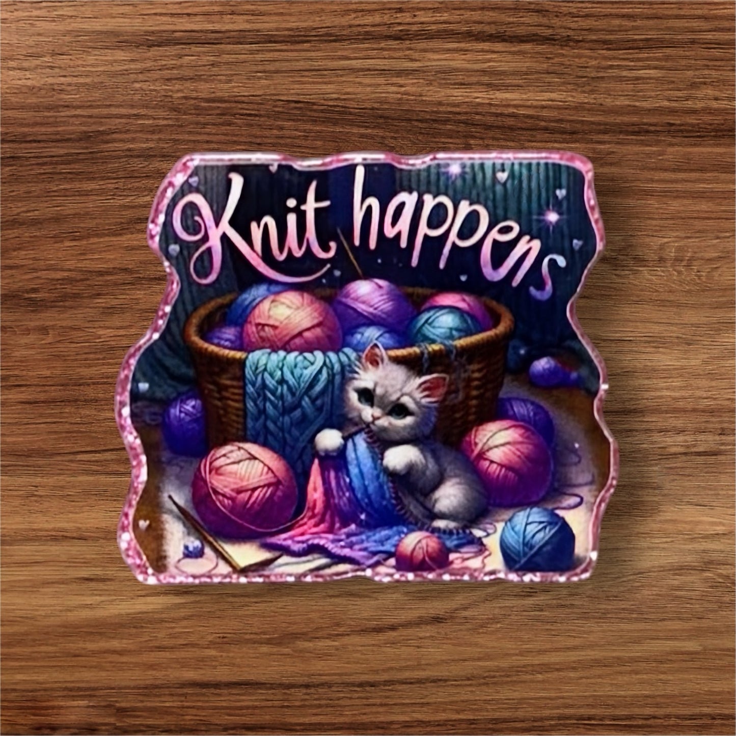 Knit Happens Acrylic Flatback