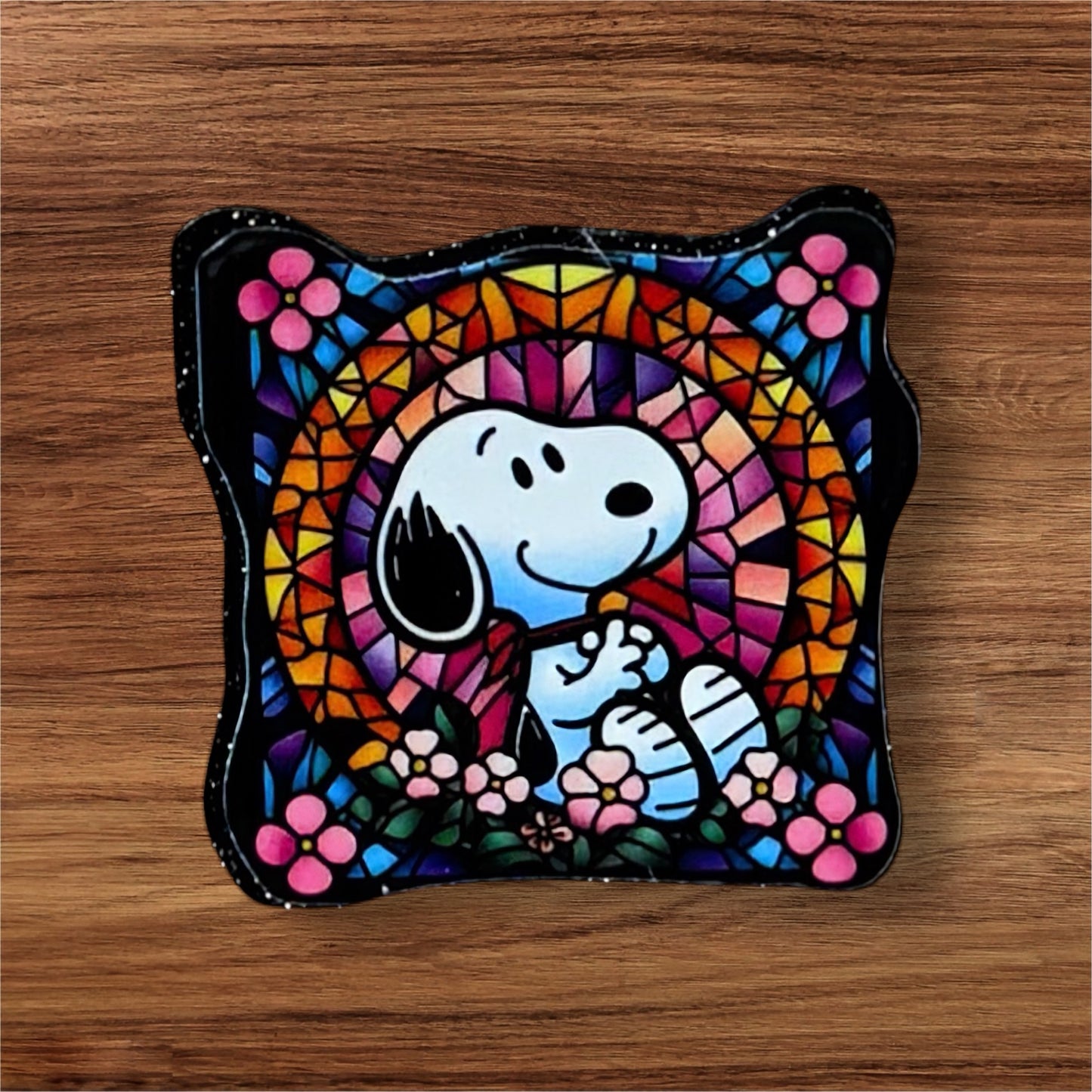 Stained Glass White Dog Acrylic Flatback