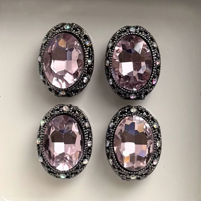 Oval Hematite Pink Gemstone Bead