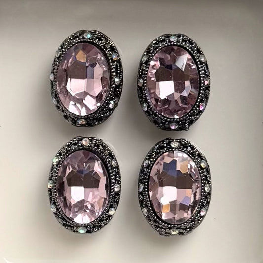 Oval Hematite Pink Gemstone Bead