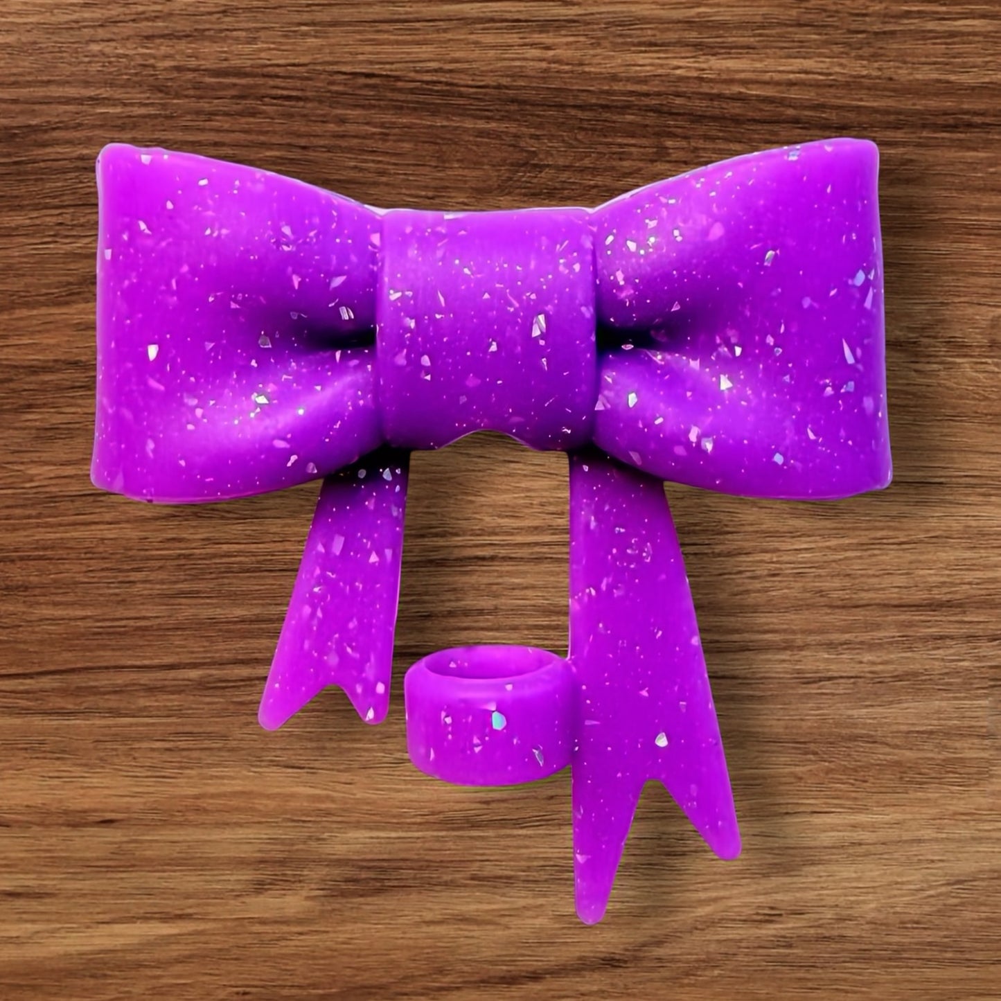 Purple Glitter Bow Focal/Straw Topper