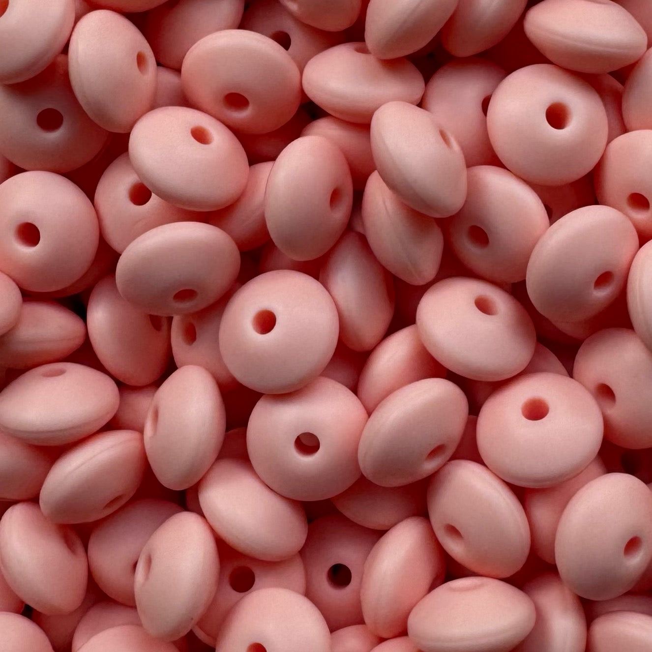 12mm Soft Peach Silicone Lentil Bead