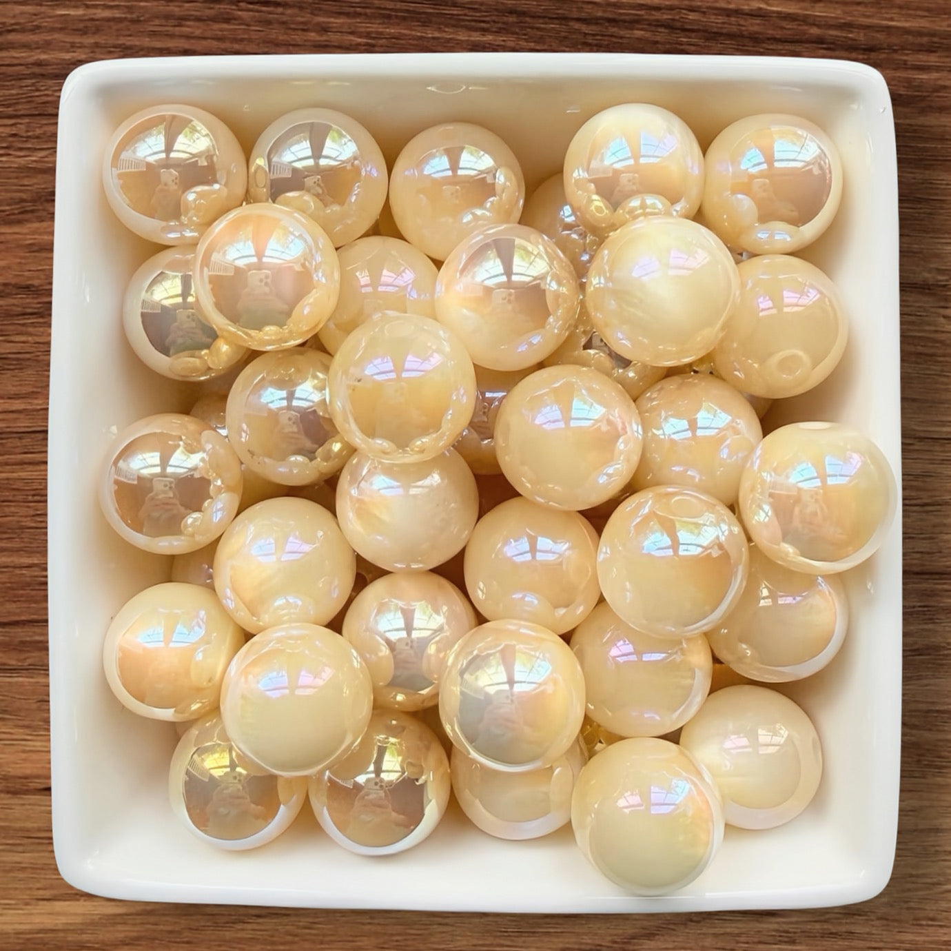 16mm Cream Galaxy Acrylic Bead