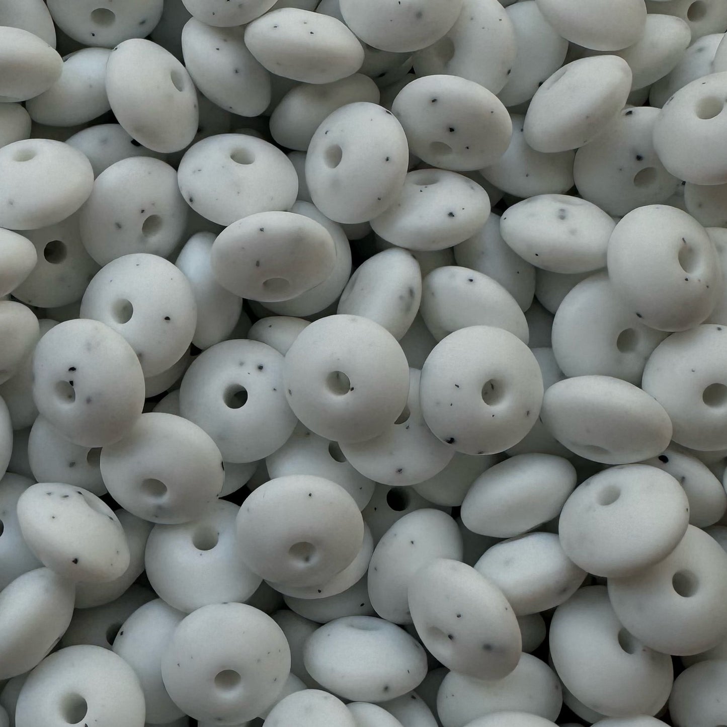 12mm White Granite Silicone Lentil Bead