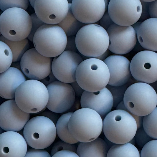 15mm Glacier  Blue Silicone Bead