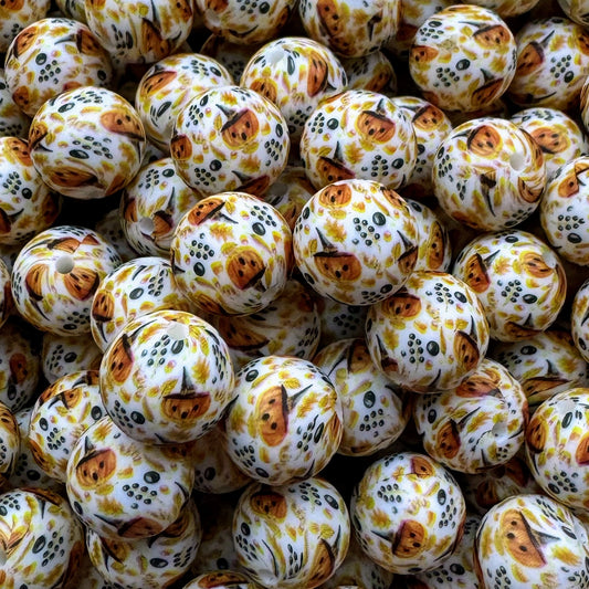 15mm Pumpkin In Witch Hat Silicone Bead