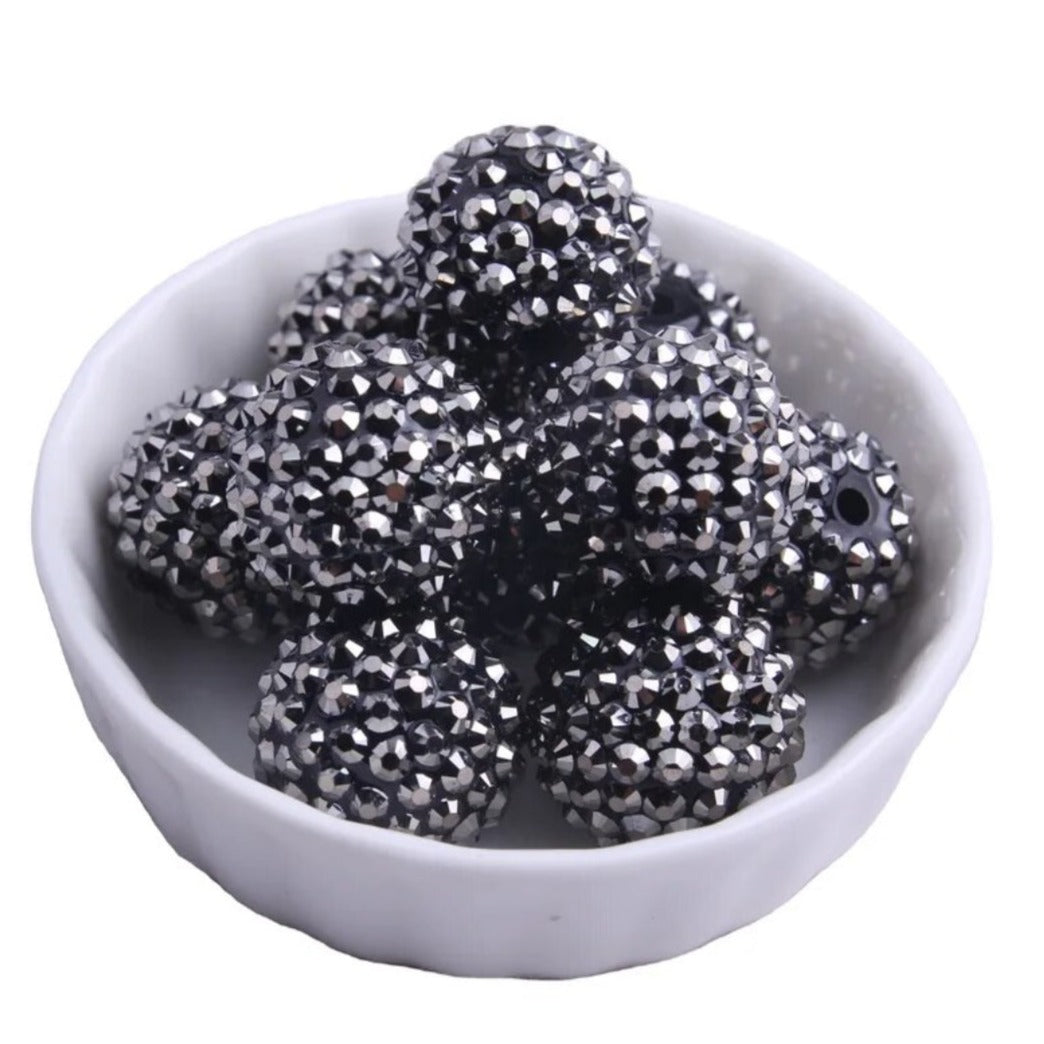 20mm Gunmetal Rhinestone Acrylic Bead