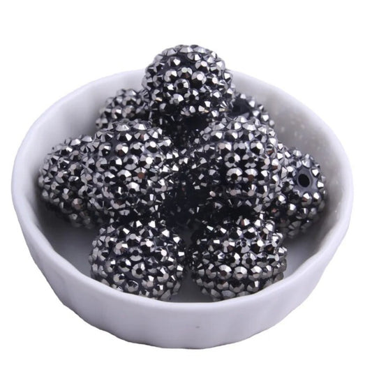 20mm Gunmetal Rhinestone Acrylic Bead