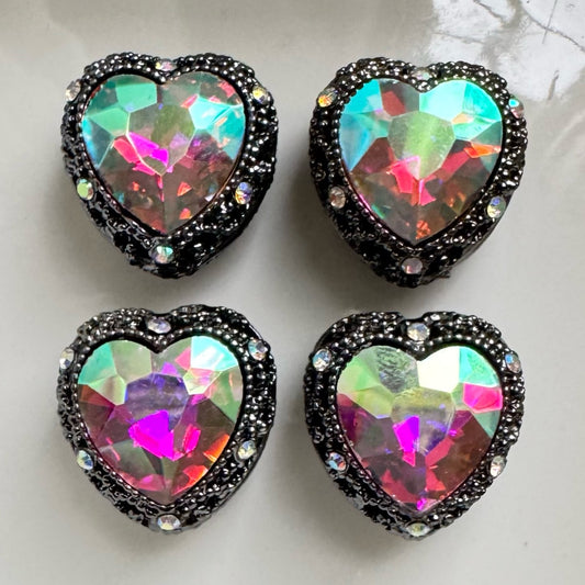 Heart Hematite Iridescent Gemstone Bead