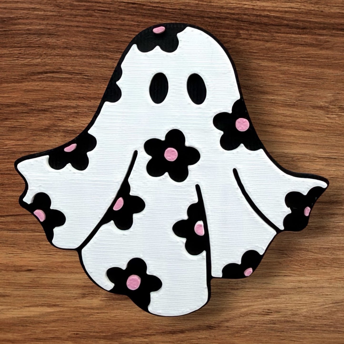 Floral Ghost 3-D Print Flatback (Pink)