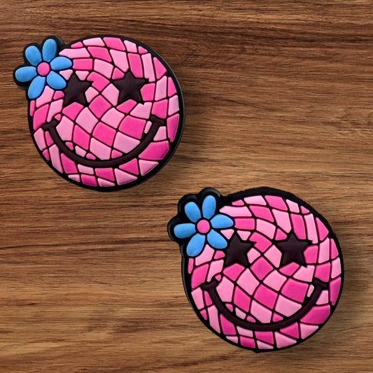Pink Checkered Happy Face Focal