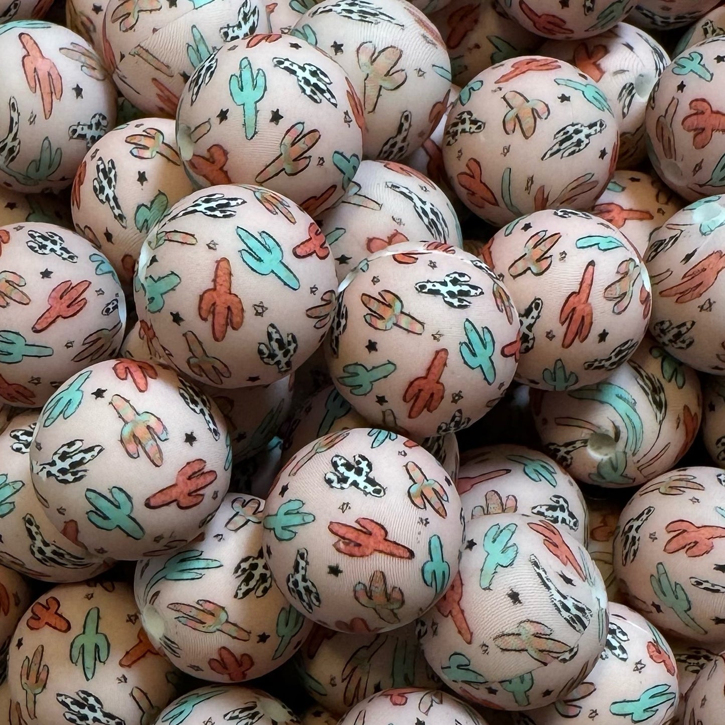 15mm Boho Cactus Silicone Bead