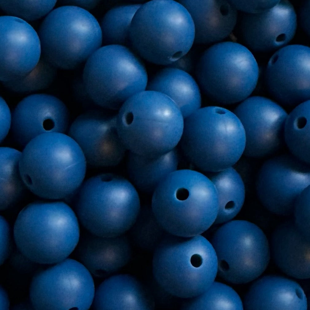 15mm Marine Blue Silicone Bead