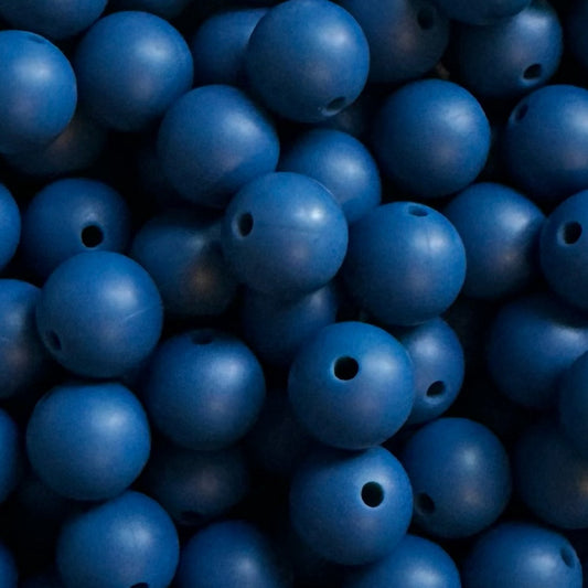 15mm Marine Blue Silicone Bead