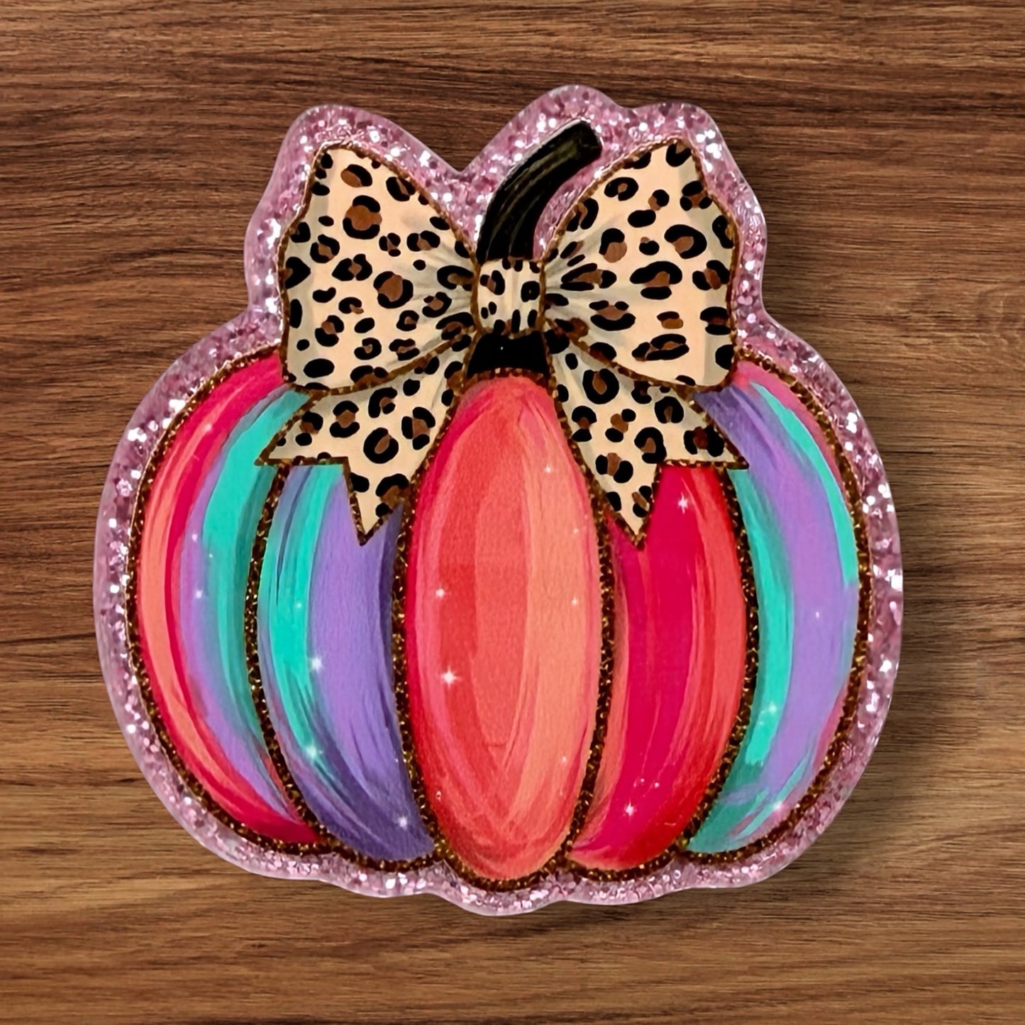 Pumpkin With Bow Acrylic Flatback
