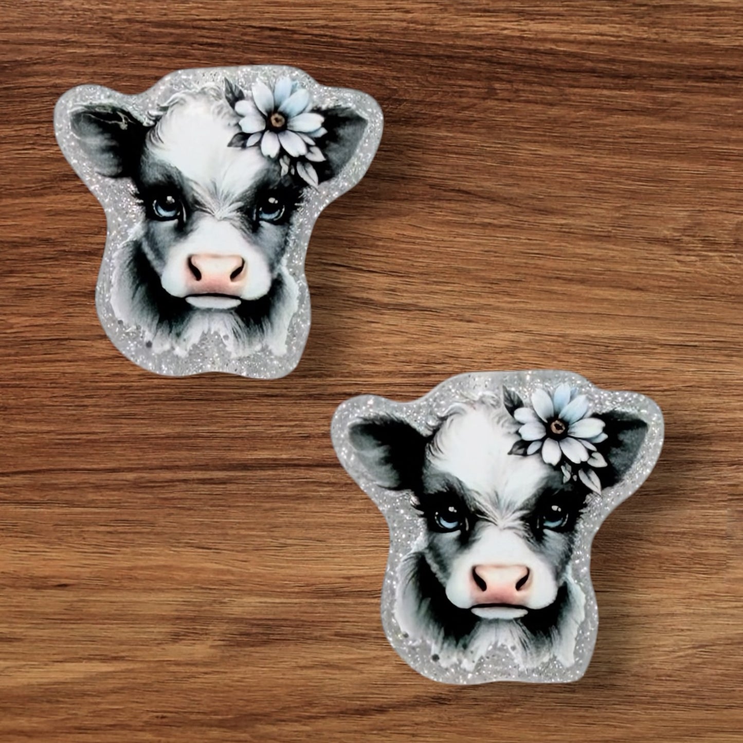 Cow With Flower Acrylic Focal