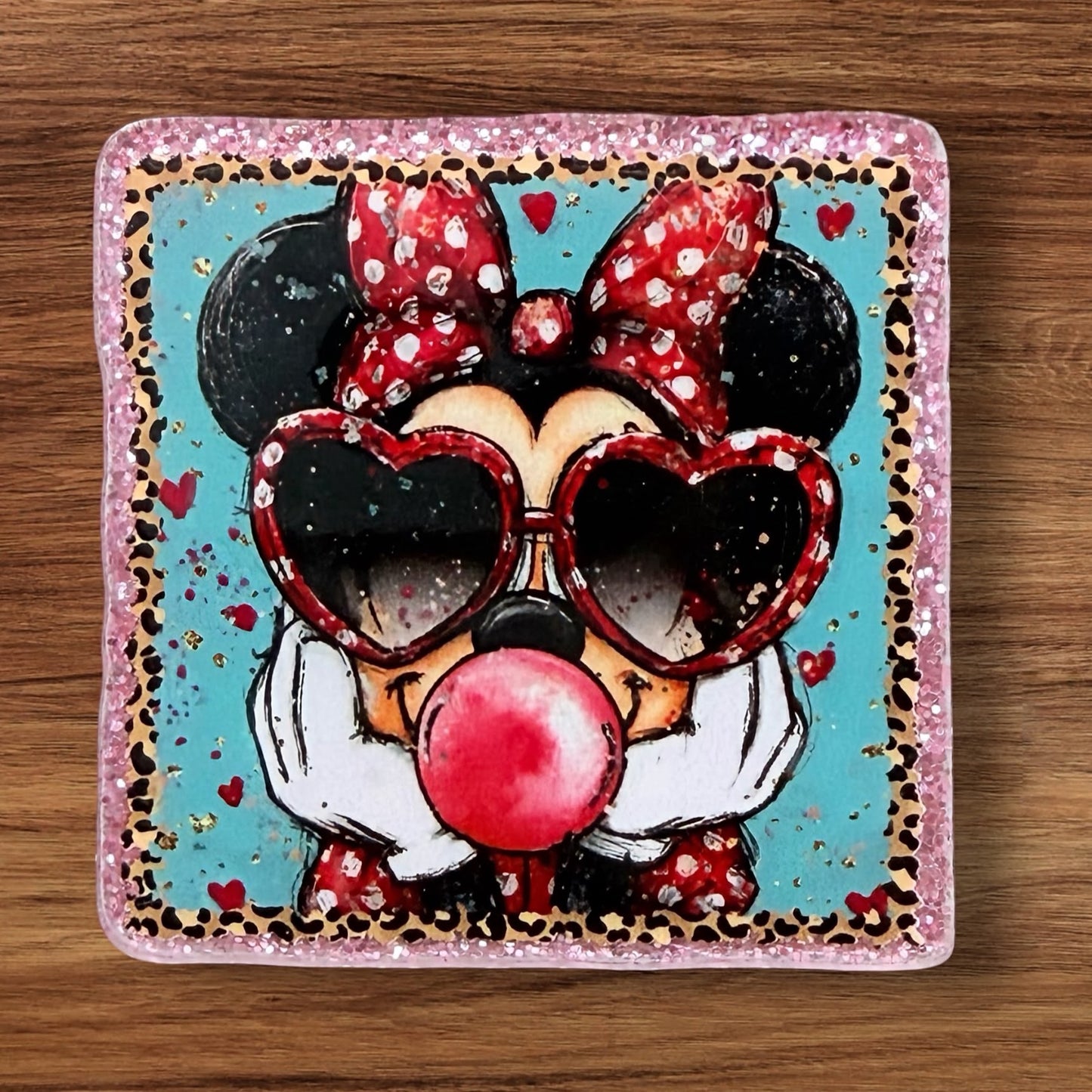 Girl Mouse Blowing Bubble Acrylic Flatback
