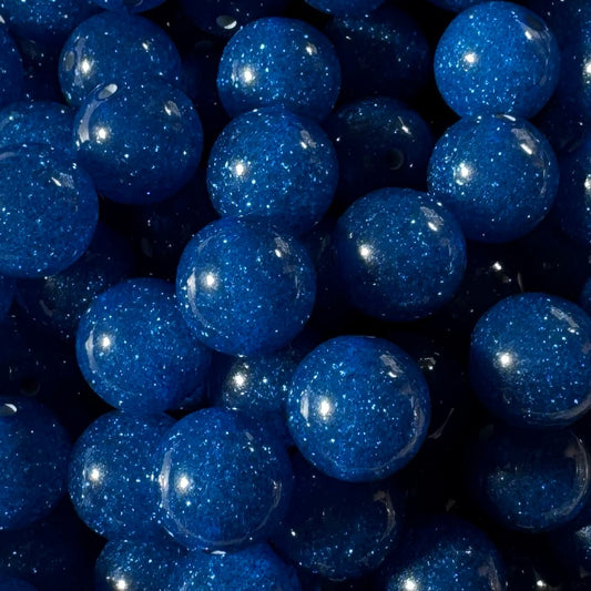 16mm Royal Blue Glitter Acrylic Bead