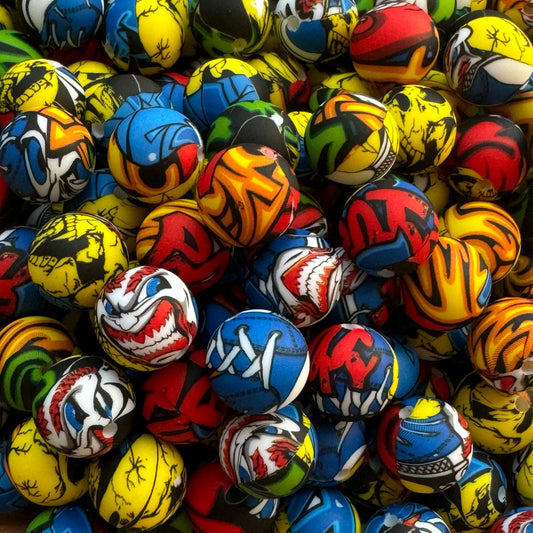 15mm Comic Silicone Bead