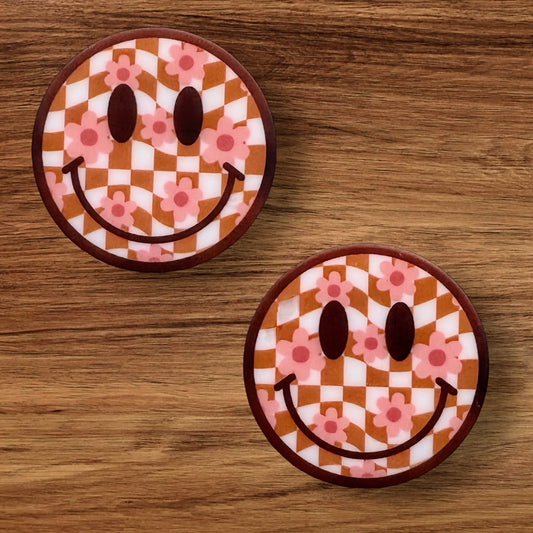 Checkered Floral Happy Face Focal (Custom)