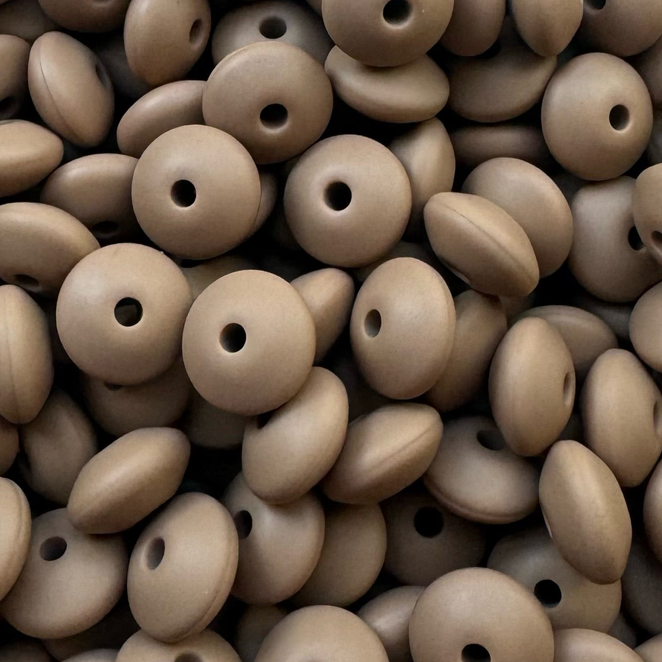 12mm Camel Silicone Lentil Bead