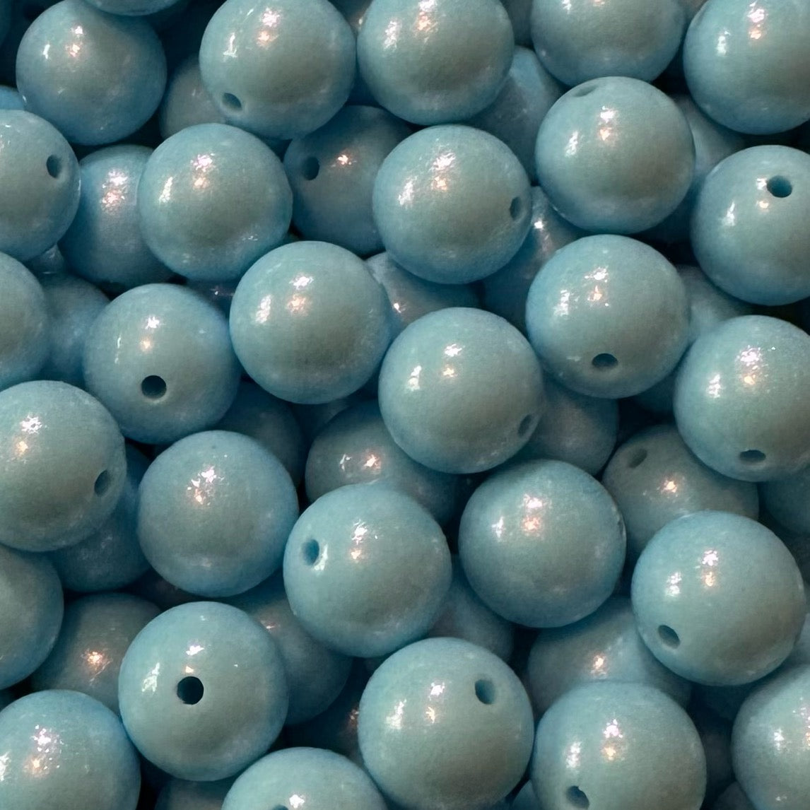 15mm Chameleon Lake Blue Silicone Bead