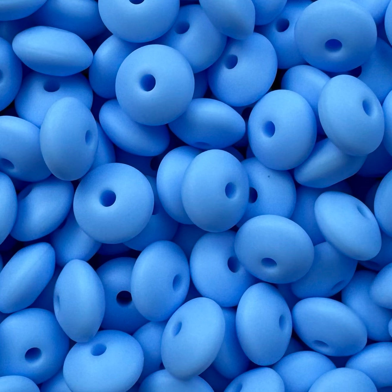 12mm Sky Blue Silicone Lentil Bead
