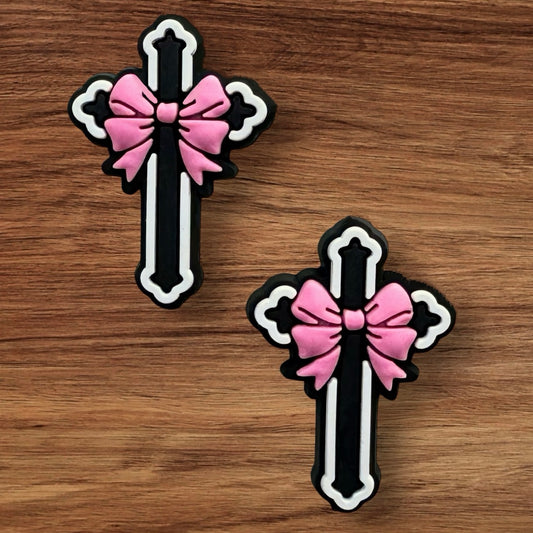 Cross With Pink Bow Focal