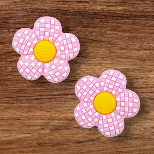 Pink Checkered Flower Focal