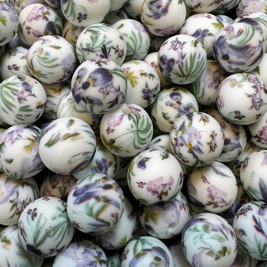 Purple Meadows 15mm Silicone Bead