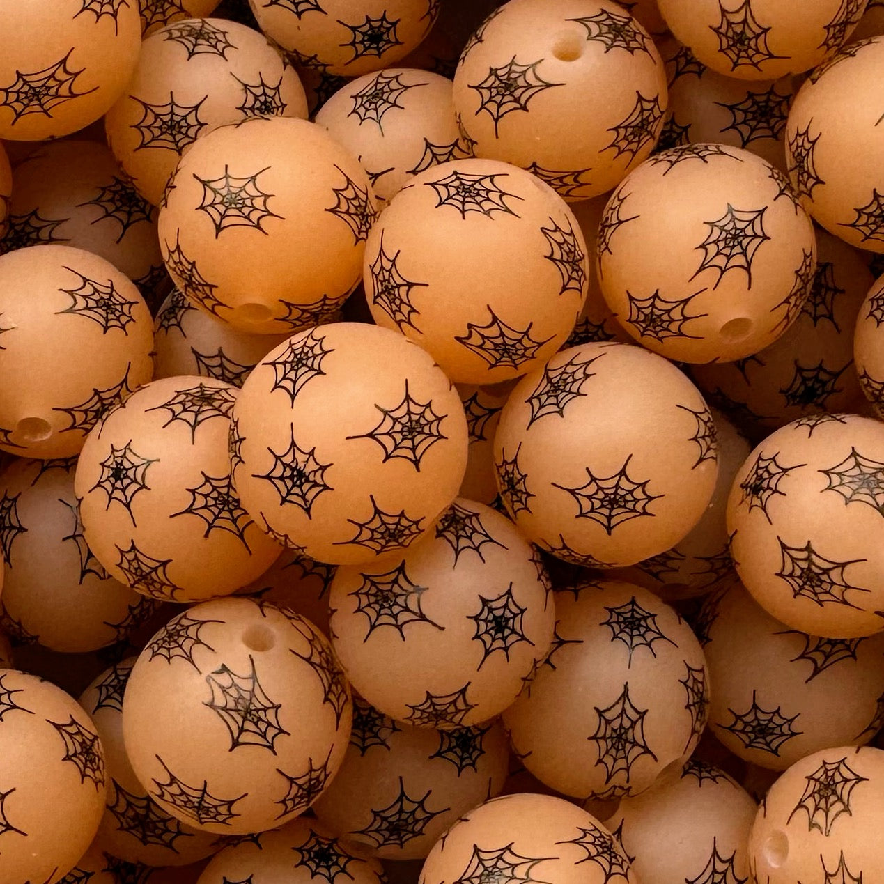 15mm Orange Spider Silicone Beads