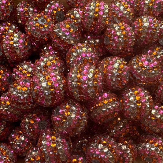 20mm Striped Rhinestone Bead