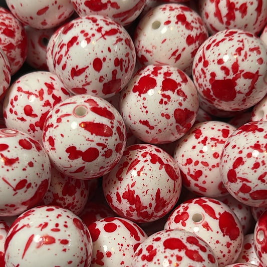 20mm Red Splatter Acrylic Bead