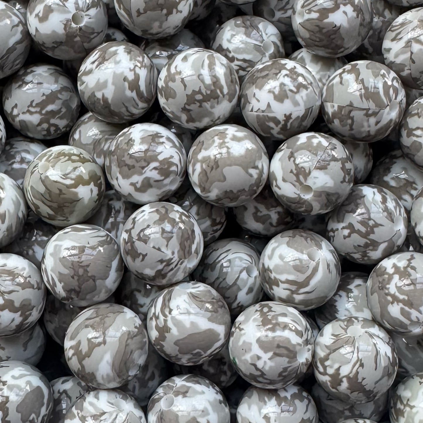15mm Gray Camo Silicone Bead