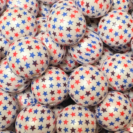 20mm Patriotic Stars Acrylic Bead