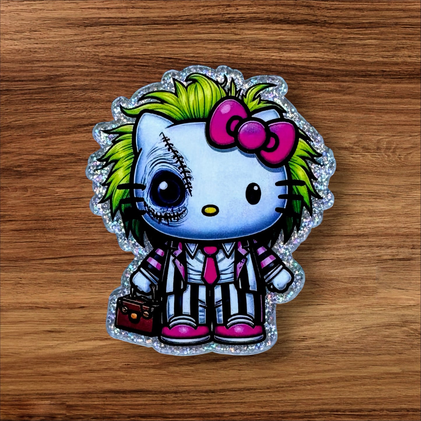 Kitty With Green Hair Acrylic Flatback