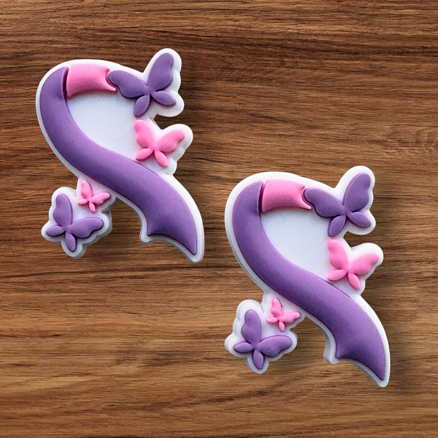 Awareness Ribbon With Butterflies Focal