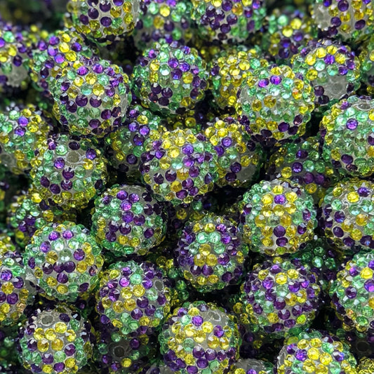 20mm Purple,Green & Yellow Rhinestone Bead