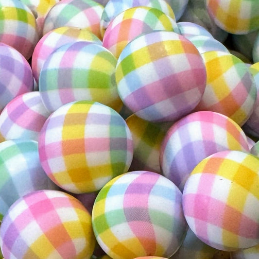 15mm Spring Plaid Silicone Bead